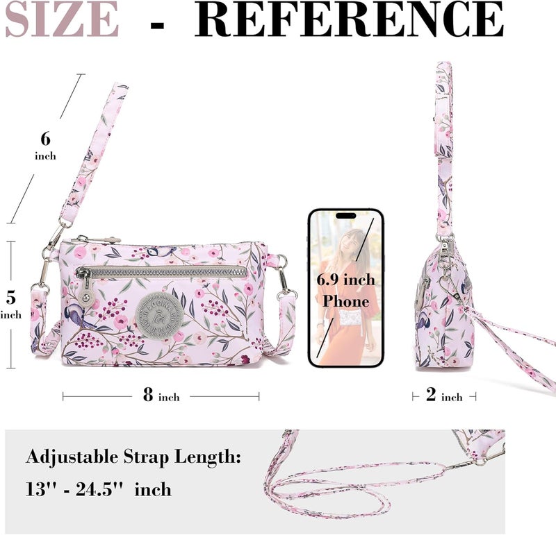 AOCINA Small Wristlet Wallet for Women RFID Blocking Crossbody Purse Gifts for Valentines Day Nylon Cell Phone Purses - Image 5